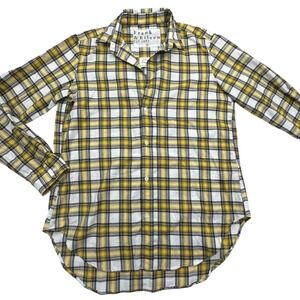 Frank & Eileen Shirt Womens Small Yellow Plaid Button Up Made in Italy